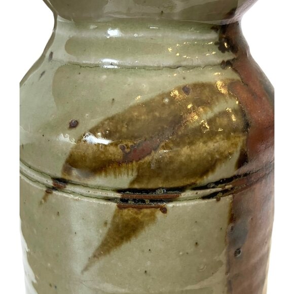 VTG Stoneware Studio Speckled Drip Glaze Beige, Maroon Brown TALL Pitcher - Picture 9 of 14